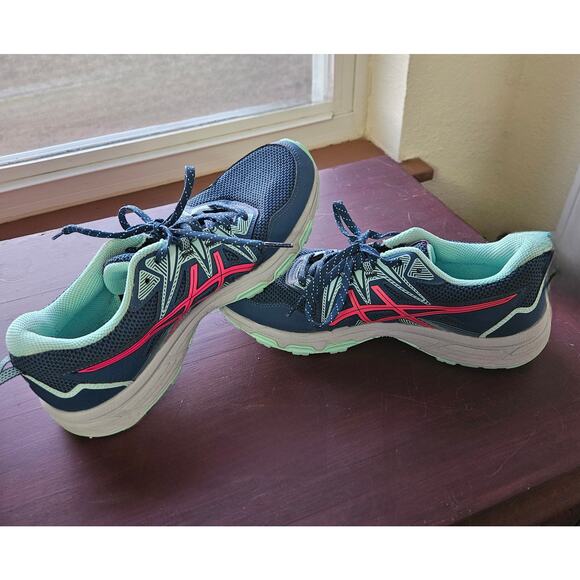 Asics Gel-Venture Women's Running Shoes Navy Coral Mint Size 7 Sneakers - Picture 2 of 10
